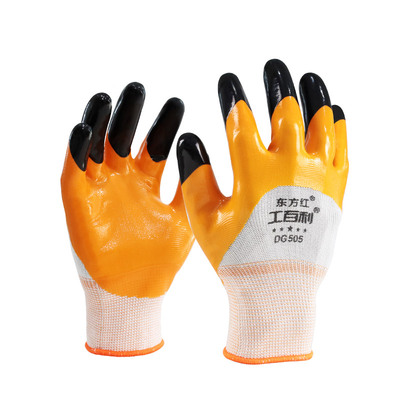 东方红工百利DG505特护丁腈浸胶涂胶手套