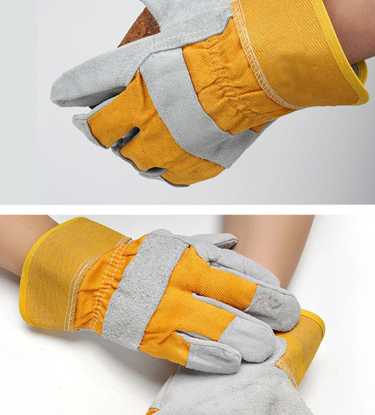 二层牛皮电焊手套-牛皮焊接防护手套-牛皮劳保焊工防护手套 - 东方红